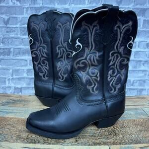 Justin Stampede 12" L2554 Black Western Square Toe Cowgirl Boots Womens Sz 9.5 B